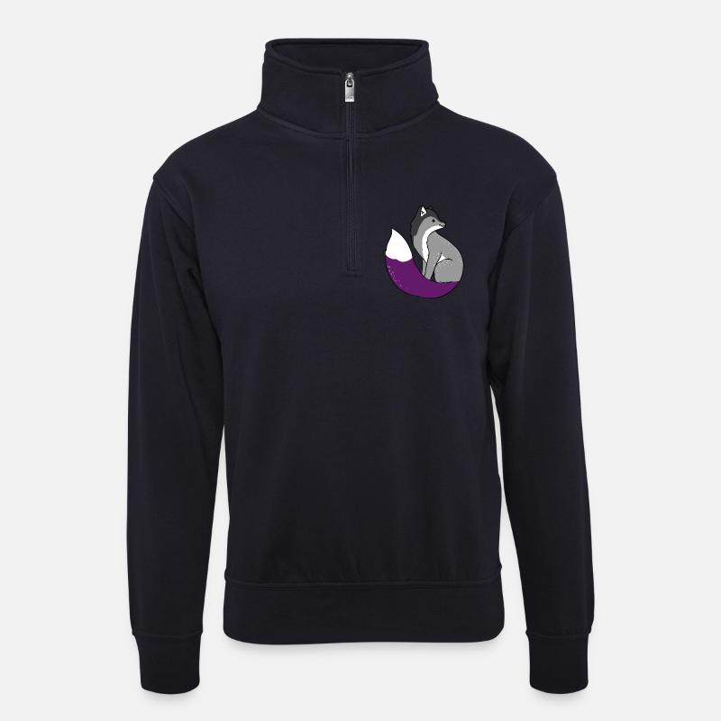 Ace Pride Fuchs Asexual - Unisex Pullover mit Zip-Kragen - Dunkelnavy