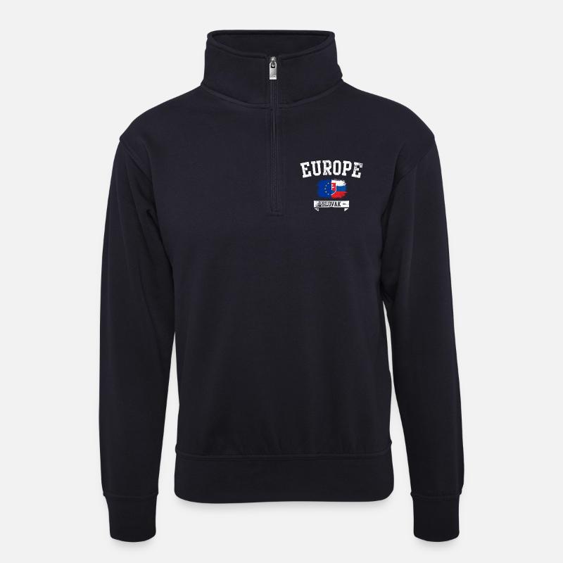 Slowakische Flagge der EU - Unisex Pullover mit Zip-Kragen - Dunkelnavy