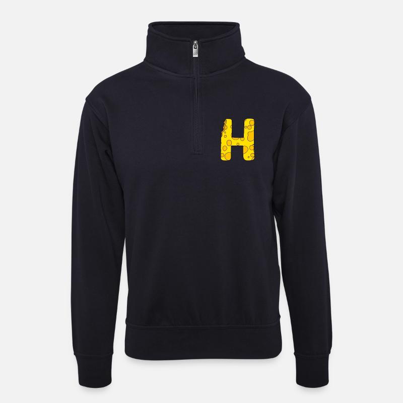 Buchstabe H - Unisex Pullover mit Zip-Kragen - Dunkelnavy