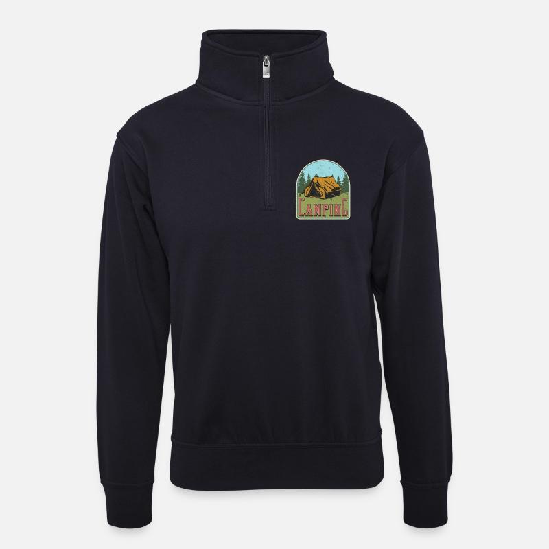 Camping - Unisex Pullover mit Zip-Kragen - Dunkelnavy