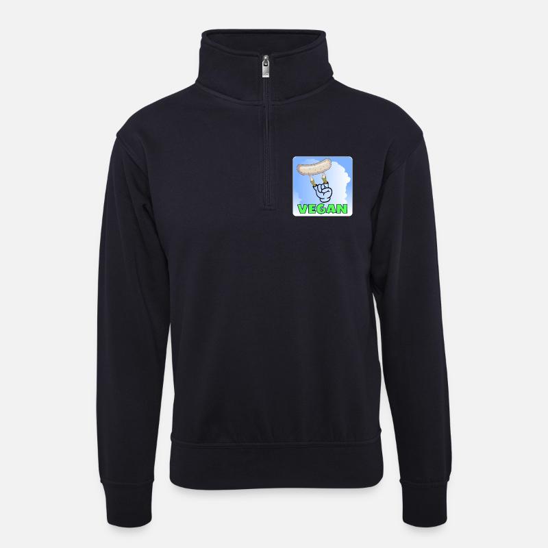VEGANE WURST - ESSEN ZOMBIE - Unisex Pullover mit Zip-Kragen - Dunkelnavy