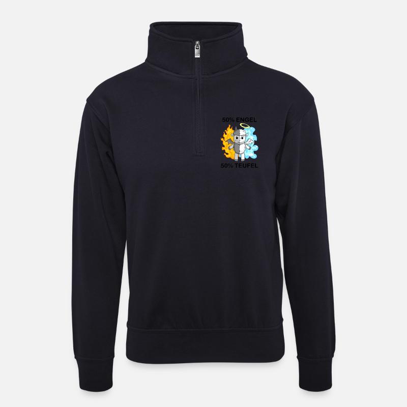 Schaf - Engel und Teufel - Unisex Pullover mit Zip-Kragen - Dunkelnavy