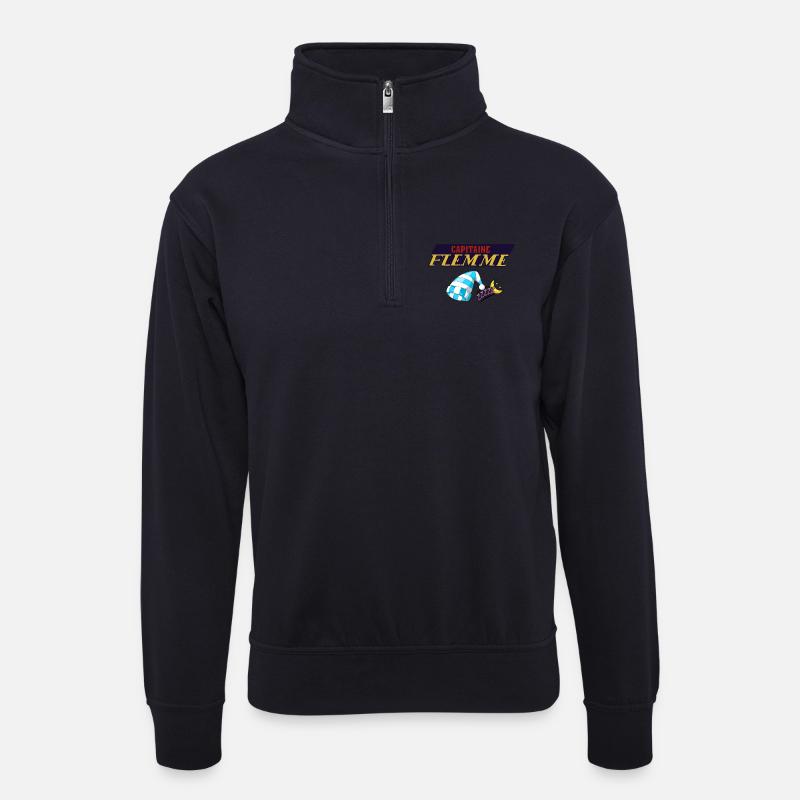 Fauler Kapitän - Unisex Pullover mit Zip-Kragen - Dunkelnavy