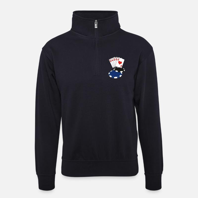 Poker - Unisex Pullover mit Zip-Kragen - Dunkelnavy