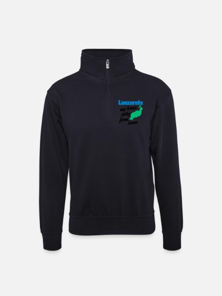 Lanzarote, mein zweites Zuhause - Unisex Pullover mit Zip-Kragen - Dunkelnavy