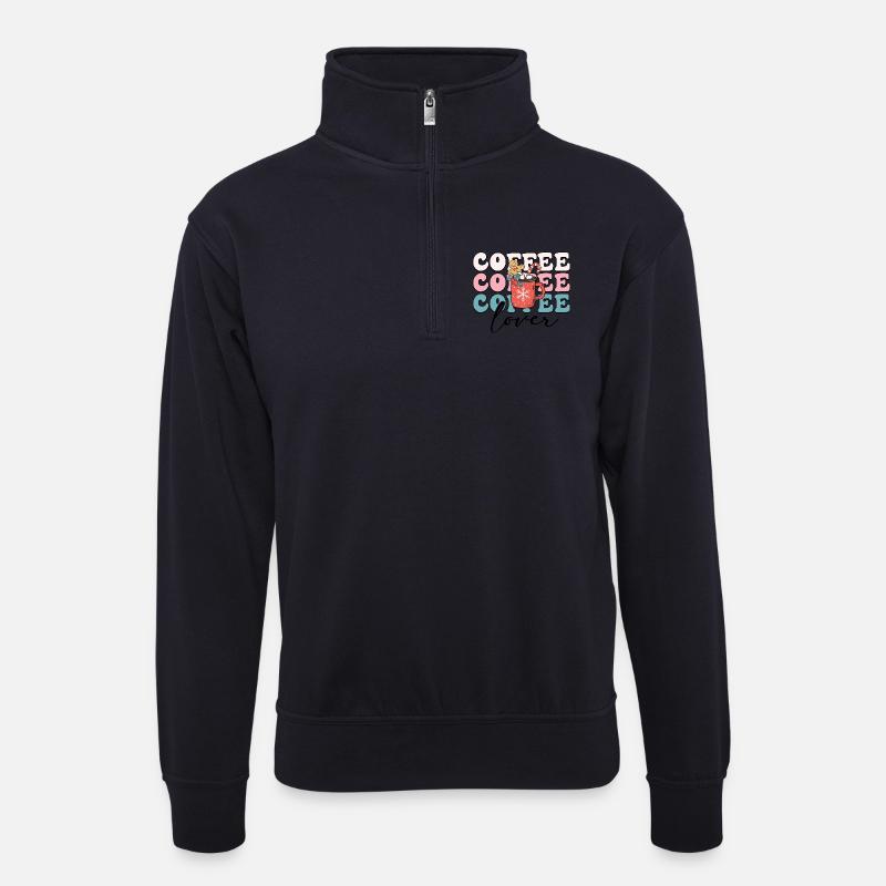 Kaffeeliebhaber - Unisex Pullover mit Zip-Kragen - Dunkelnavy