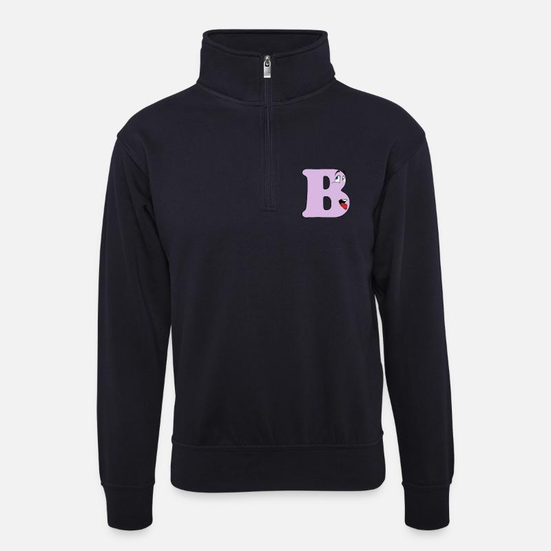 B - Unisex Pullover mit Zip-Kragen - Dunkelnavy