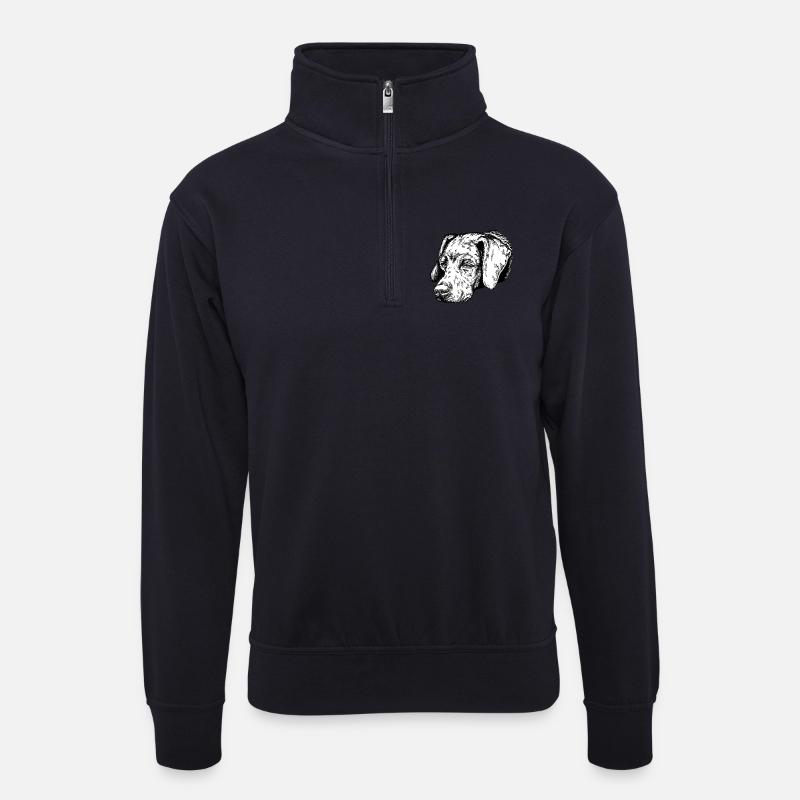Braque du Bourbonnais Portrait - Unisex Pullover mit Zip-Kragen - Dunkelnavy