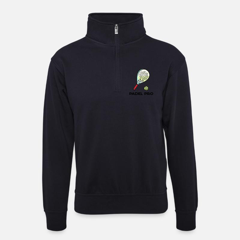 Rückschlag Statement Schläger Ball Statement Padel - Unisex Pullover mit Zip-Kragen - Dunkelnavy