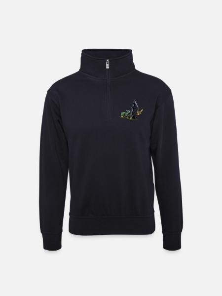 Moissonneuse-batteuse, Moissonneuse-batteuse - Sweat col montant zippé unisexe - bleu marine foncé