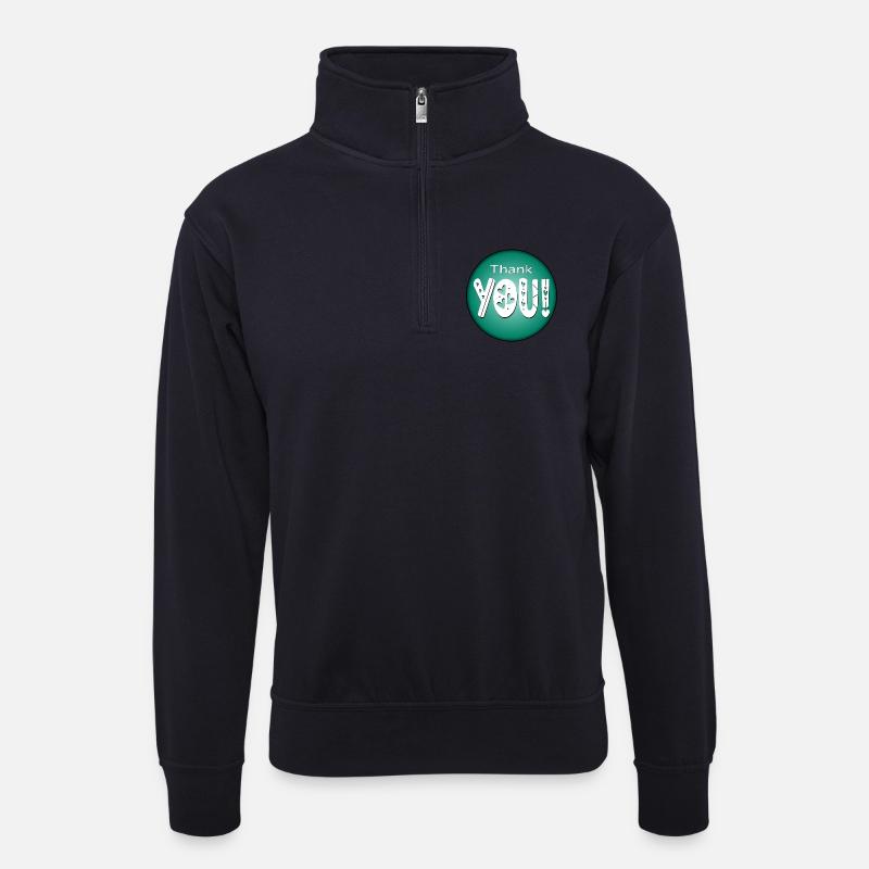 Danke - DANKBAR DANKE - BEZIEHUNG - Unisex Pullover mit Zip-Kragen - Dunkelnavy
