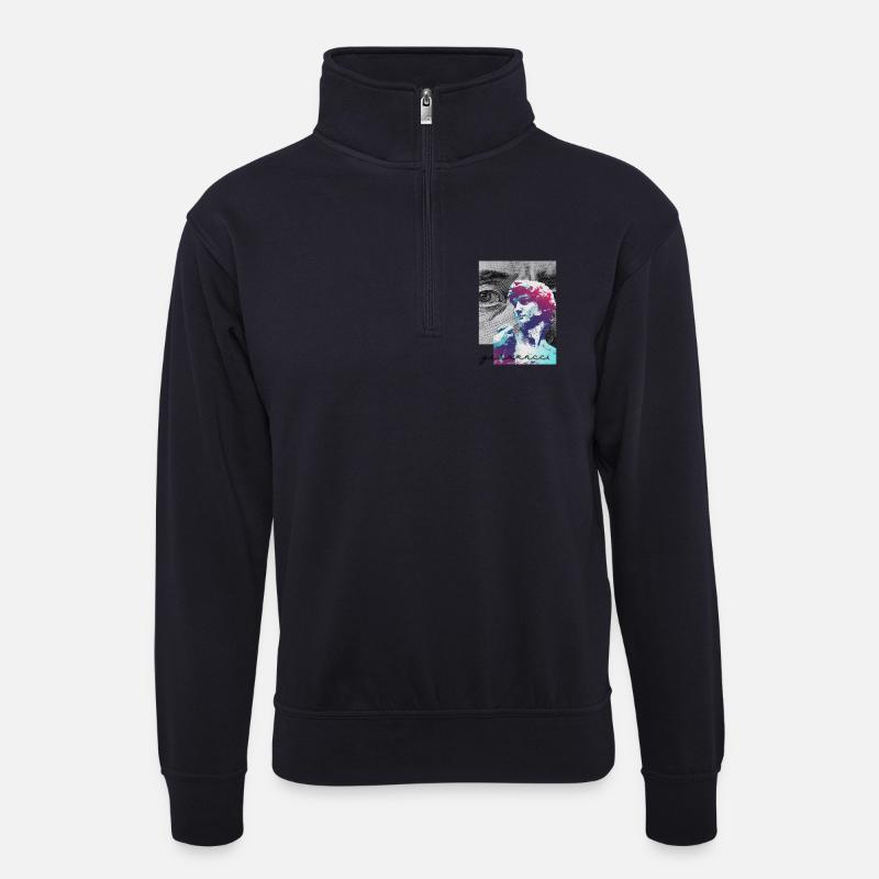 David Pop Art Farbspiel - Unisex Pullover mit Zip-Kragen - Dunkelnavy