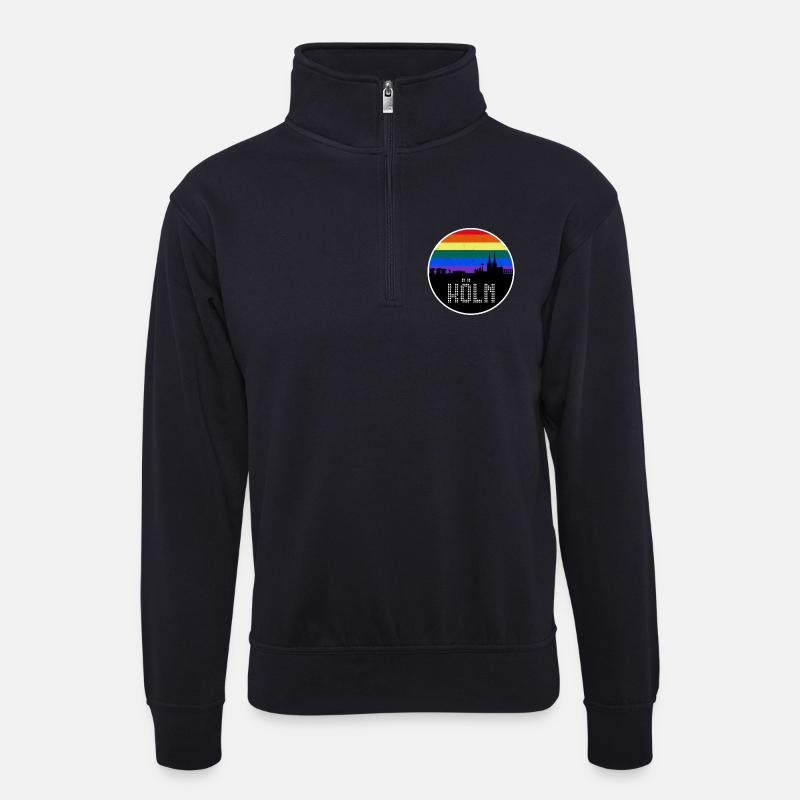 Köln LBGTQ - Unisex Pullover mit Zip-Kragen - Dunkelnavy