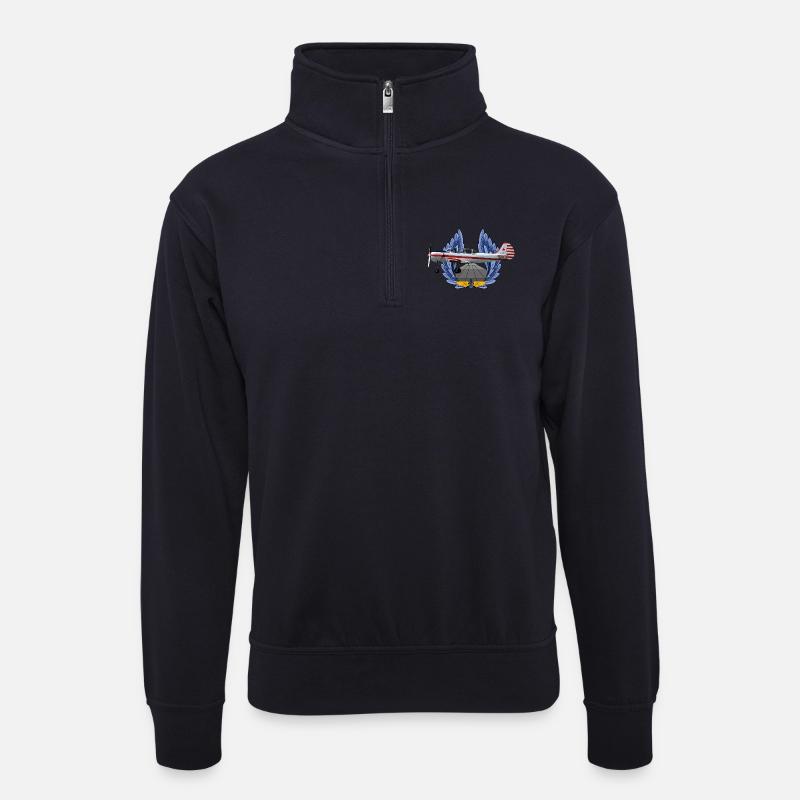 Yak-52 - Unisex Pullover mit Zip-Kragen - Dunkelnavy