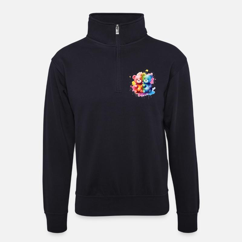 Liebe ist eine Bärennotwendigkeit - Unisex Pullover mit Zip-Kragen - Dunkelnavy