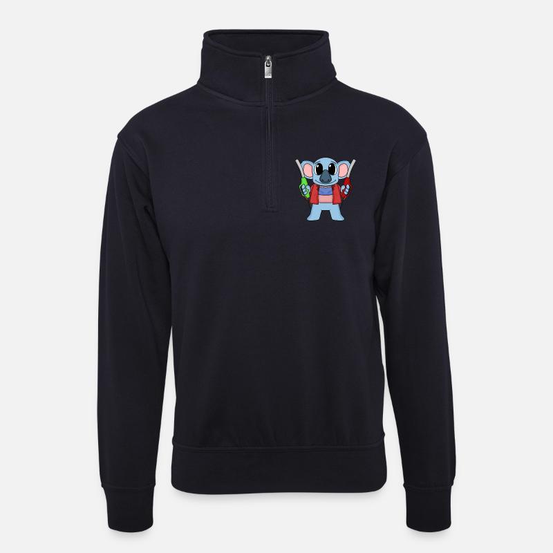 Tankwart Koala Tankstelle - Unisex Pullover mit Zip-Kragen - Dunkelnavy