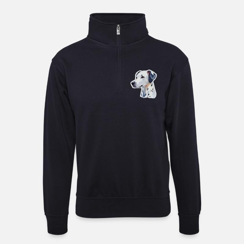 Dalmatiner - Unisex Pullover mit Zip-Kragen - Dunkelnavy