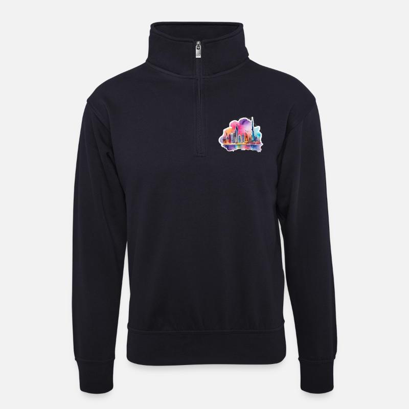 Skyline - Unisex Pullover mit Zip-Kragen - Dunkelnavy