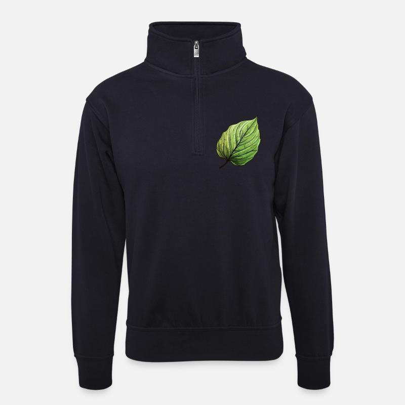 Blatt Gün - Unisex Pullover mit Zip-Kragen - Dunkelnavy