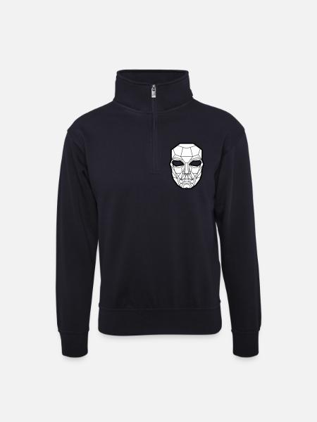 Kimura Mask White - Unisex sweater with zip collar - dark navy