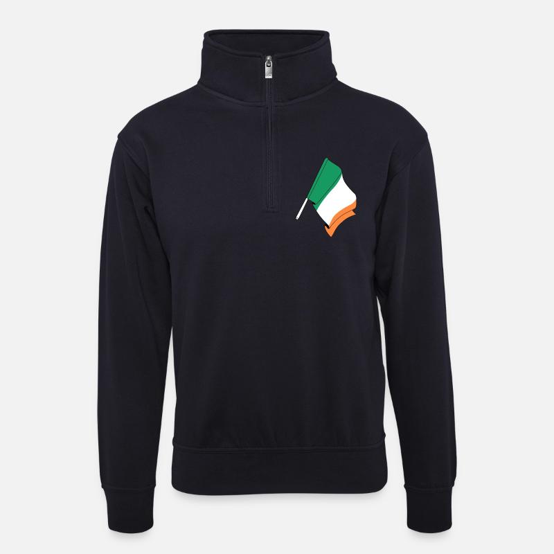 Flagge von Irland - Unisex Pullover mit Zip-Kragen - Dunkelnavy