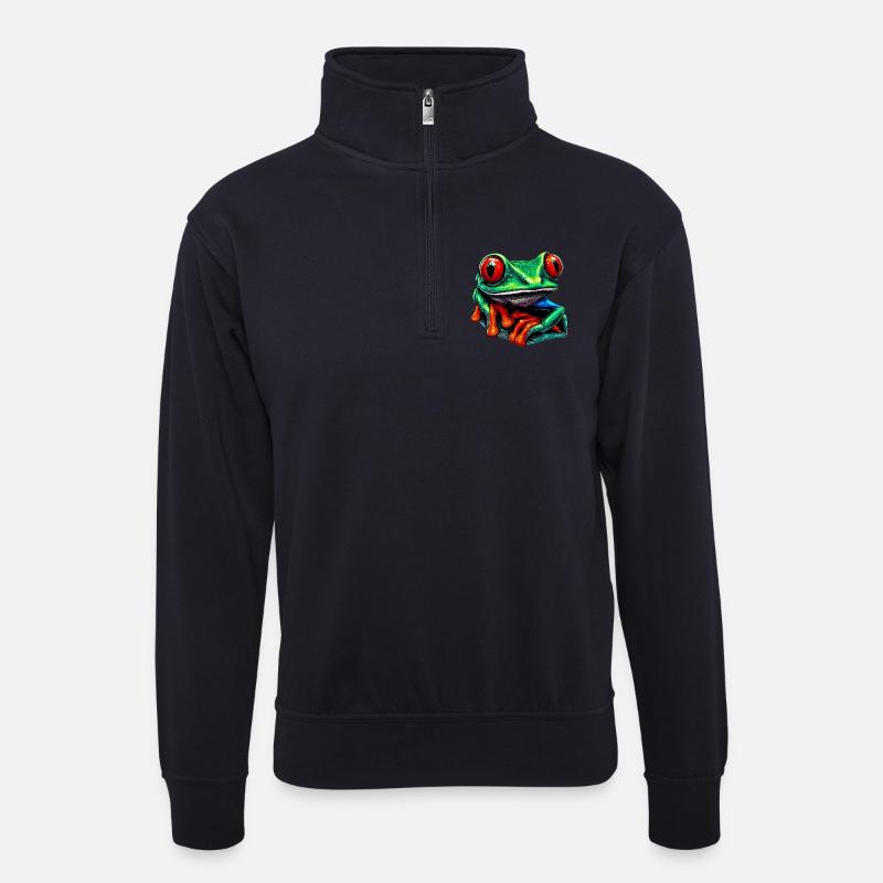 Rotäugiger Laubfrosch - Unisex Pullover mit Zip-Kragen - Dunkelnavy