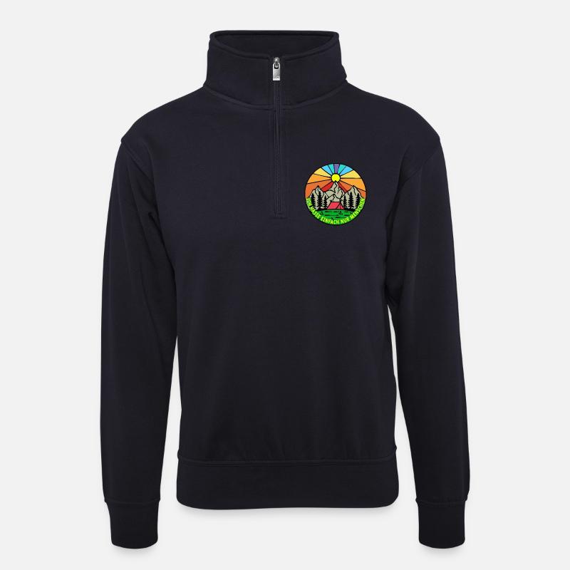 Mountains, Nature, Camping, Camping, Camping, Statement - Unisex sweater with zip collar - dark navy