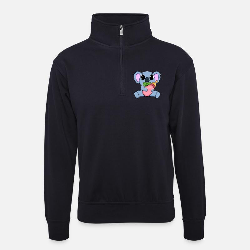 Baby Koala Motiv Koalabär - Unisex Pullover mit Zip-Kragen - Dunkelnavy