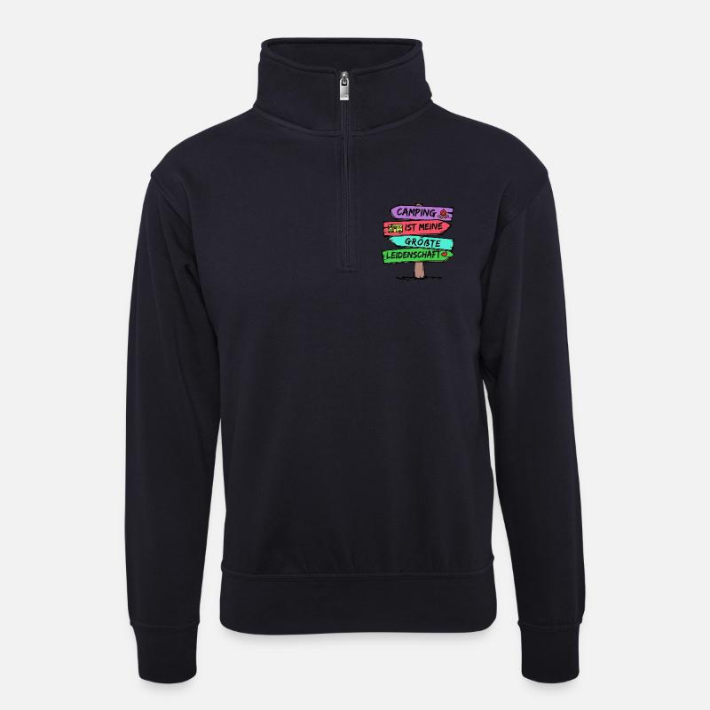 Campingplatz Camping Wanderer Wohnmobil Statement - Unisex Pullover mit Zip-Kragen - Dunkelnavy