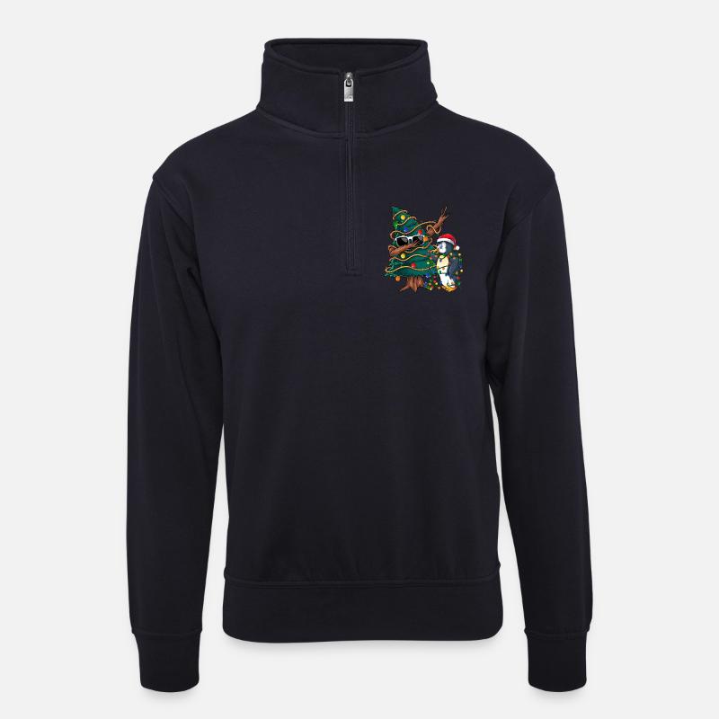 Dapping Tannenbaum -Dapping Weihnachtspullover - Unisex Pullover mit Zip-Kragen - Dunkelnavy