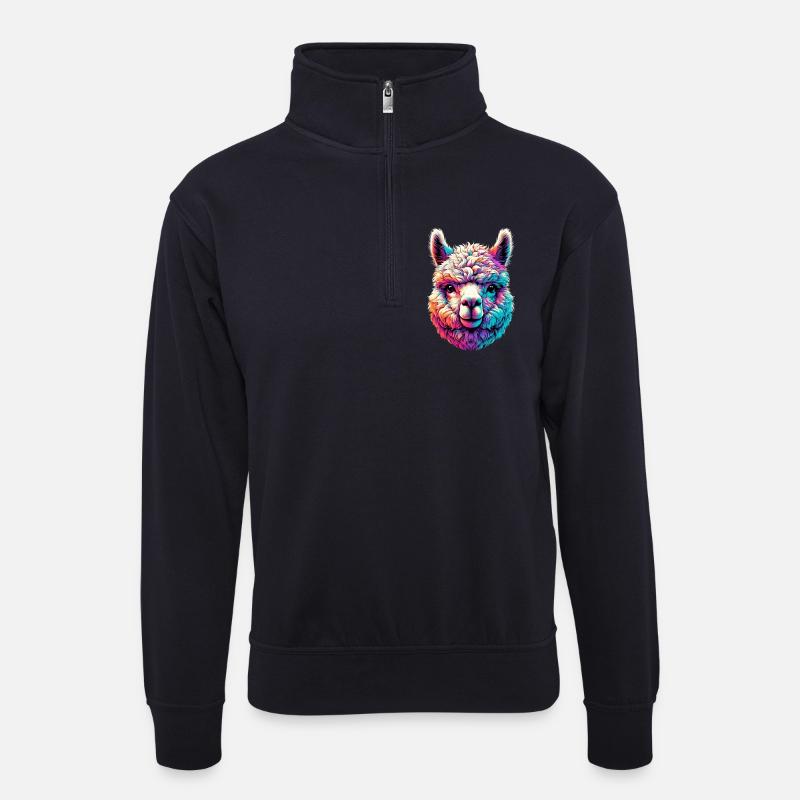 Alpaka - Unisex Pullover mit Zip-Kragen - Dunkelnavy