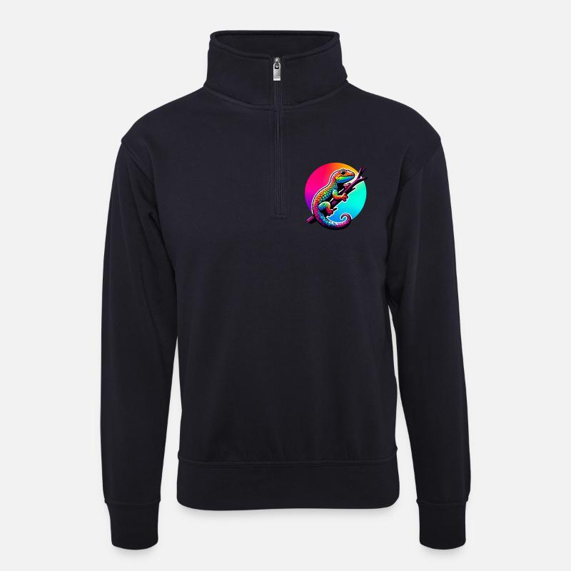 Gecko - Unisex Pullover mit Zip-Kragen - Dunkelnavy