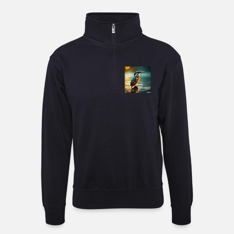 Eisvogel - Unisex Pullover mit Zip-Kragen - Dunkelnavy