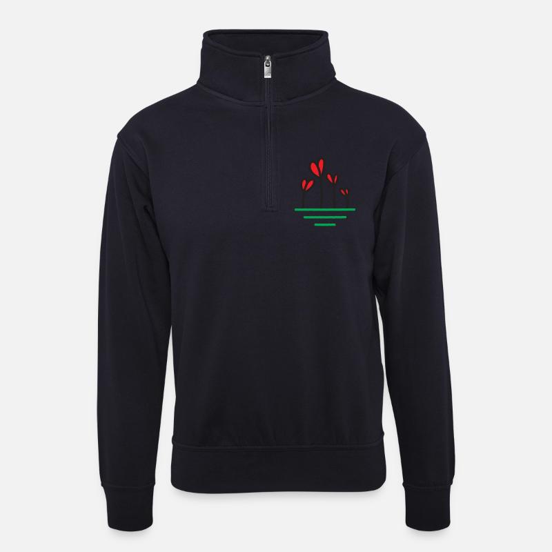 Herz sprießt in Blüte - Unisex Pullover mit Zip-Kragen - Dunkelnavy