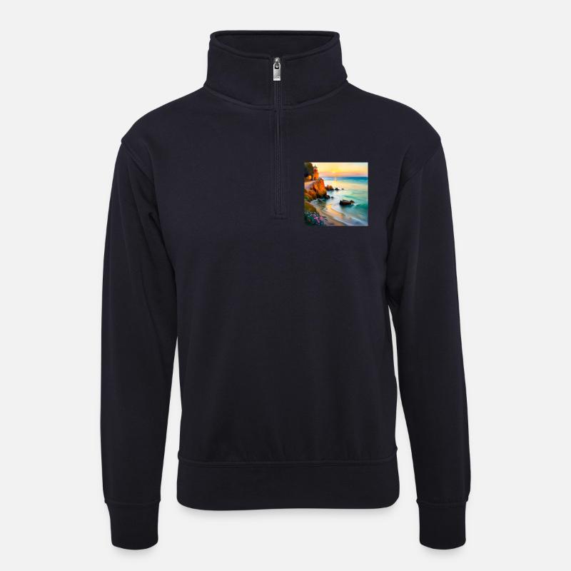 Bucht des Impressionismus - Unisex Pullover mit Zip-Kragen - Dunkelnavy