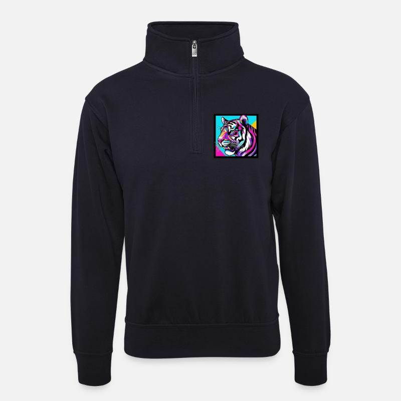 Tiger - Unisex Pullover mit Zip-Kragen - Dunkelnavy