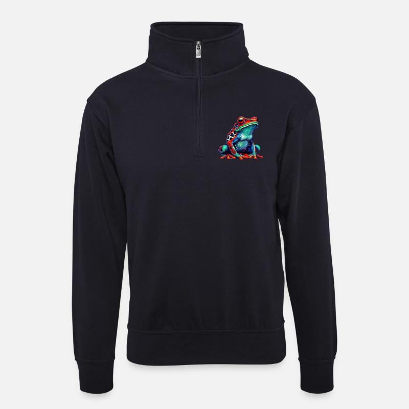 Frosch - Unisex Pullover mit Zip-Kragen - Dunkelnavy