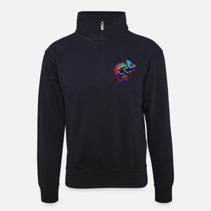 Chamäleon - Unisex Pullover mit Zip-Kragen - Dunkelnavy