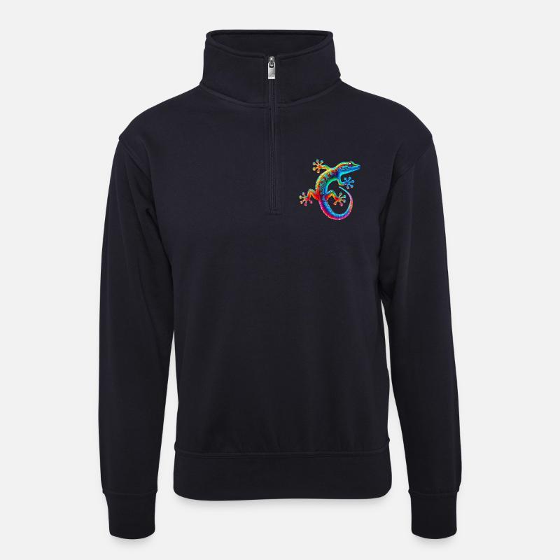 Gecko - Unisex Pullover mit Zip-Kragen - Dunkelnavy