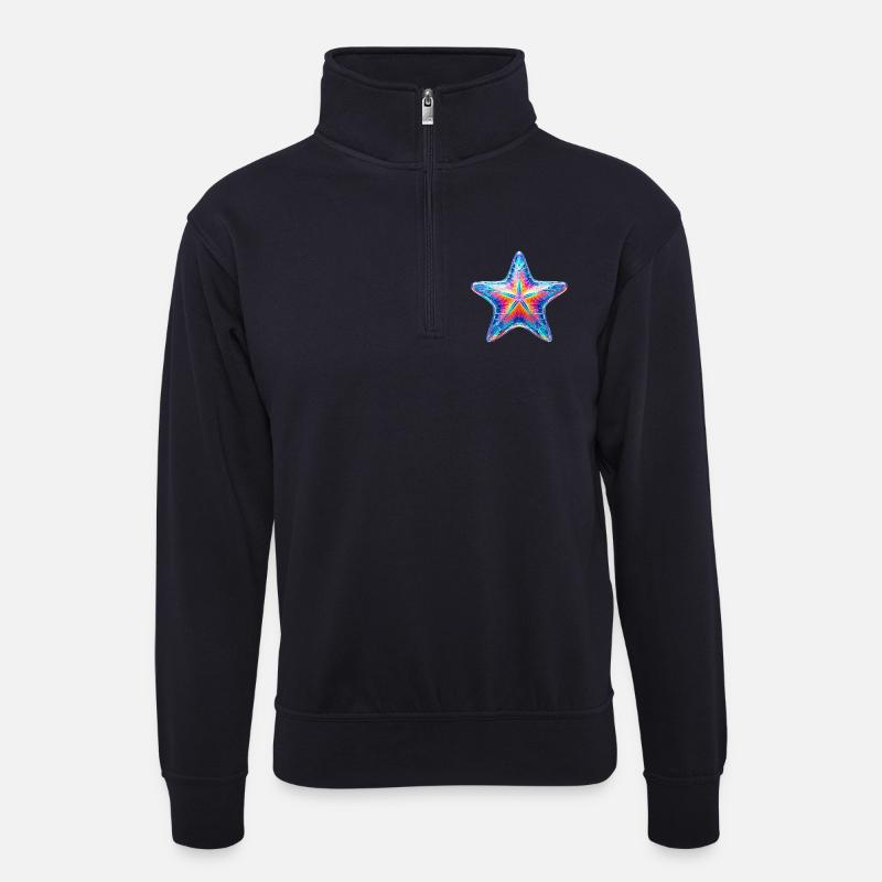 Seestern - Unisex Pullover mit Zip-Kragen - Dunkelnavy