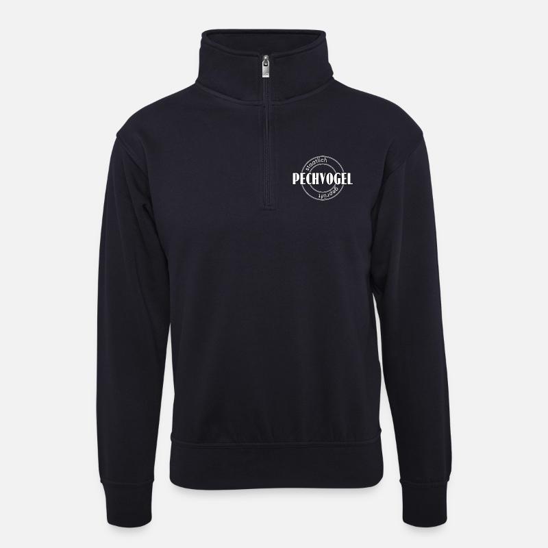 Pechvogel - Unisex Pullover mit Zip-Kragen - Dunkelnavy