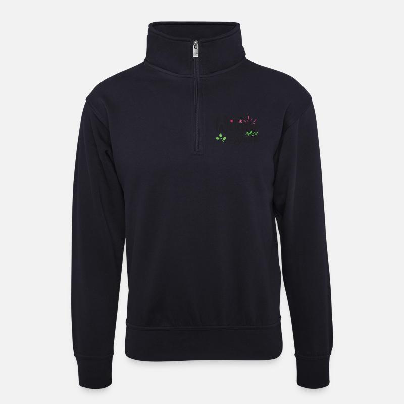 Willkommen Frühling - Unisex Pullover mit Zip-Kragen - Dunkelnavy