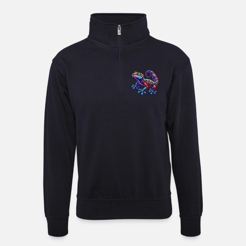 Gecko - Unisex Pullover mit Zip-Kragen - Dunkelnavy