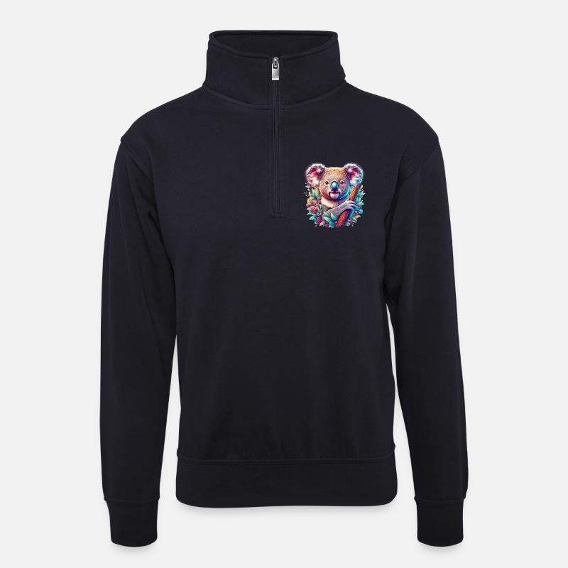 Koala - Unisex sweater with zip collar - dark navy