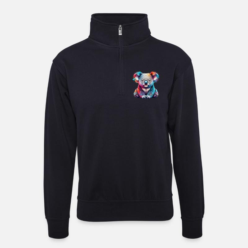 Koala - Unisex Pullover mit Zip-Kragen - Dunkelnavy