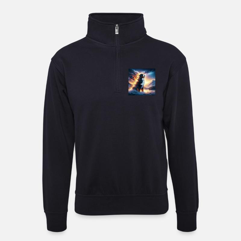 Berner Sennenhund - Unisex Pullover mit Zip-Kragen - Dunkelnavy