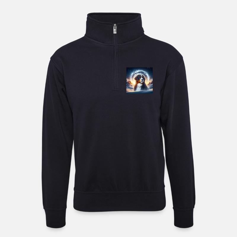 Berner Sennenhund - Unisex Pullover mit Zip-Kragen - Dunkelnavy
