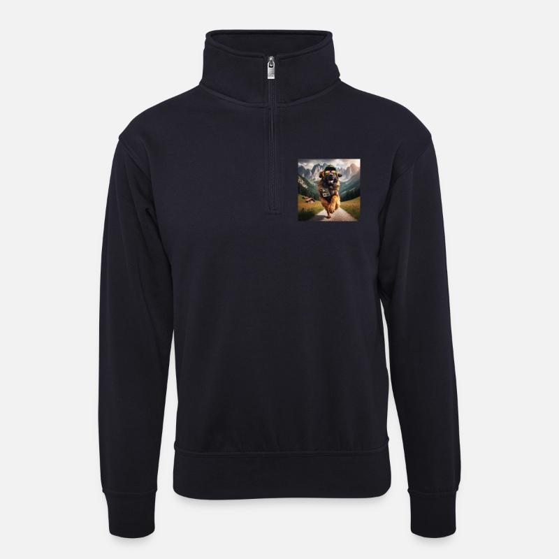 Leonberger Kunst - Unisex Pullover mit Zip-Kragen - Dunkelnavy