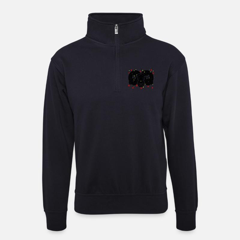 Sternzeichen Stern Logo Widder - Unisex Pullover mit Zip-Kragen - Dunkelnavy