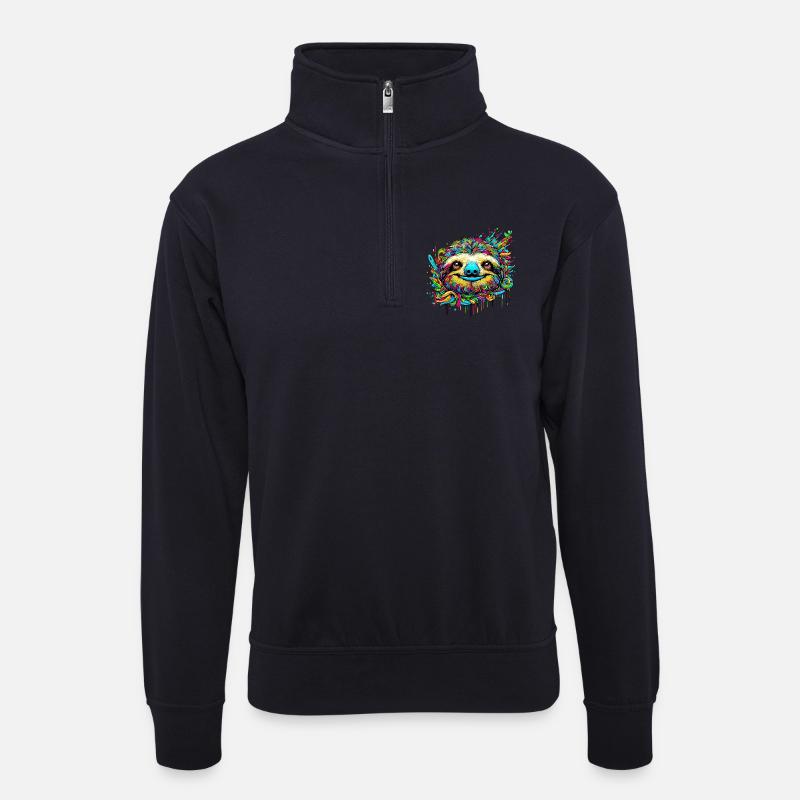 Faultier - Unisex Pullover mit Zip-Kragen - Dunkelnavy